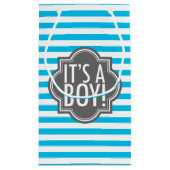 それは男の子の青い縞および木炭です スモールペーパーバッグ (裏面)