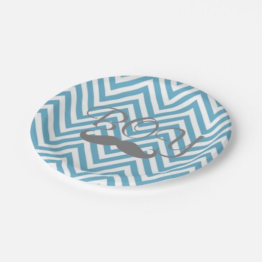 それは男の子の髭のテーマのベビーシャワーの紙皿です ペーパープレート (アングル)