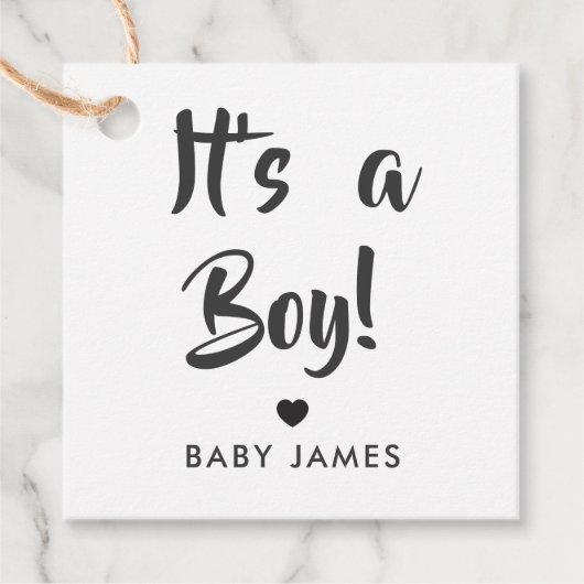 それは男の子ギフトラベル、赤ちゃんシャワーギフトラベル、クラフト フェイバータグ (正面)