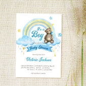 それは男の子テディベアの虹の雲の赤ちゃんシャワー 招待状