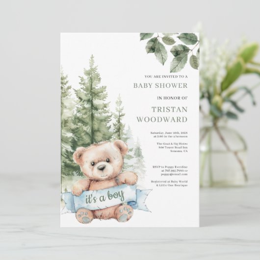 それは男の子テディベアの赤ちゃんシャワーだ 招待状 (スタンド正面)