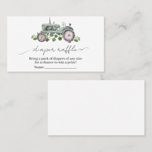 それは男の子トラクター赤ちゃんシャワーおむつラッフル 名刺 (正面/裏面)