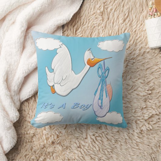 それは男の子-こうのとりの記念品の枕です クッション (ブランケット)
