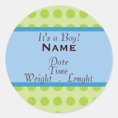 "それは男の子"の男の赤ちゃんの誕生の発表です ラウンドシール (正面)