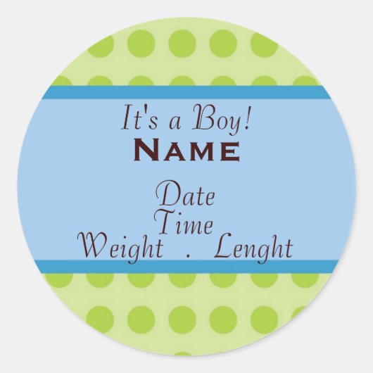 "それは男の子"の男の赤ちゃんの誕生の発表です ラウンドシール (正面)