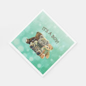 それは男の子、緑と茶色のテディベア赤ちゃんシャワー スタンダードランチョンナプキン (角)
