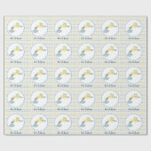 それは男の赤ちゃんのベビーシャワーを運んでいる男の子のこうのとりです ラッピングペーパー (フラット)