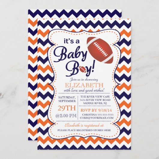 それは男の赤ちゃんサッカーの赤ちゃんシャワーの侵略だ 招待状 (正面/裏面)