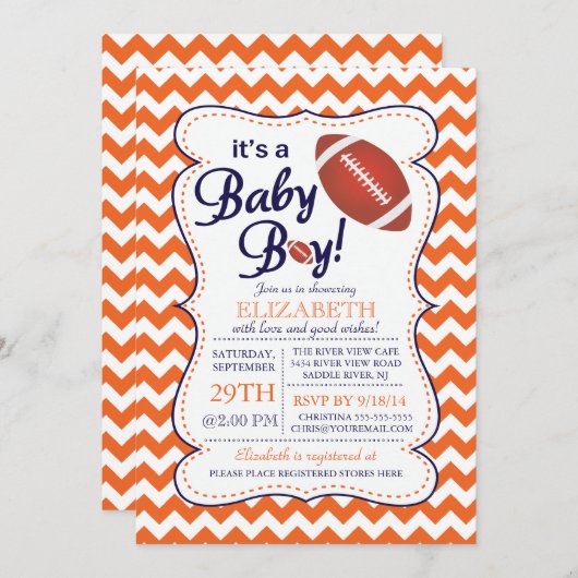 それは男の赤ちゃんサッカーの赤ちゃんシャワーの侵略だ 招待状 (正面/裏面)