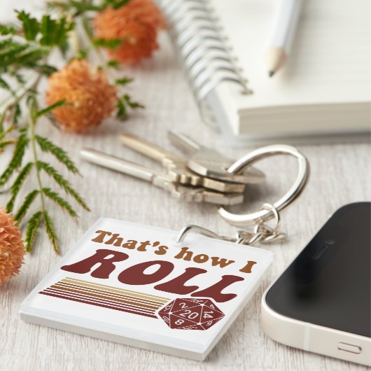 それは私がファンタジーの賭博d20のサイコロをいかに転がるかです キーホルダー (正面右)