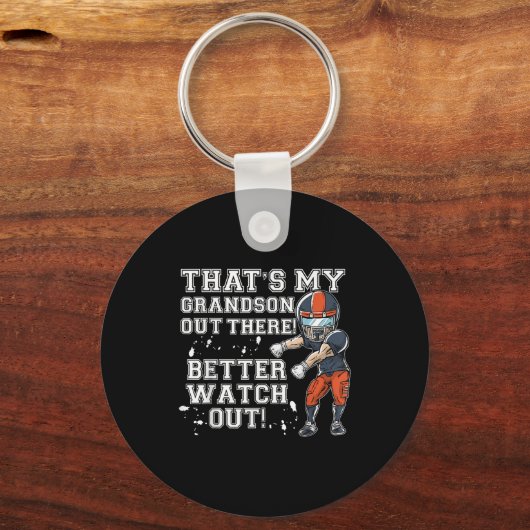 それは私の孫アウトオレンジのサッカーおばあちゃん キーホルダー (正面)