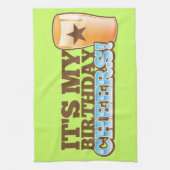 それは私の誕生日の応援です! ビール! キッチンタオル (縦)