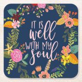 それは私の魂、賛美歌、聖書、引用文と共に良い スクエアペーパーコースター (正面)