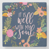 それは私の魂、賛美歌、聖書、引用文と共に良い ストーンコースター (正面)