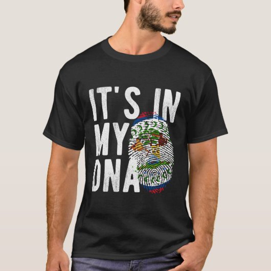 それは私のDnaベリーズ国旗の指紋にある Tシャツ (正面)