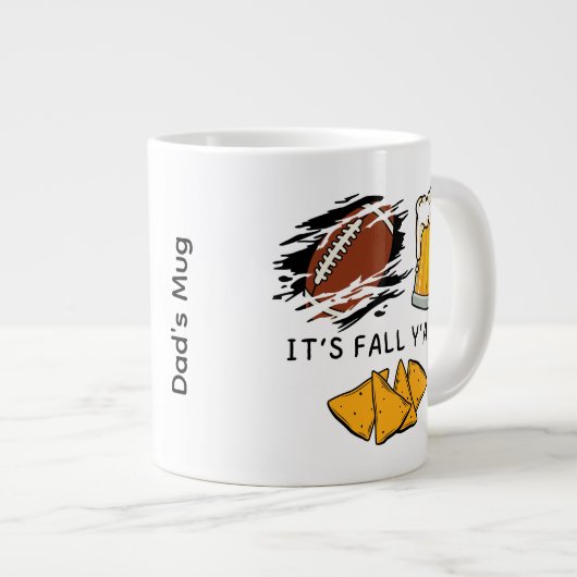 それは秋のY'allサッカー、ビール、チップスマグ ジャンボコーヒーマグカップ (正面右)