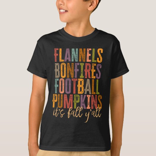 それは秋のY'all Flannels Bonfires Footbyll Pumpkin Tシャツ (正面)