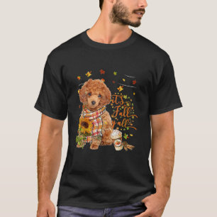 それは秋Yすべての赤いトイプードル犬感謝祭 Tシャツ