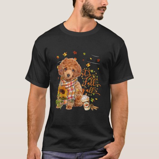 それは秋Yすべての赤いトイプードル犬感謝祭 Tシャツ (正面)