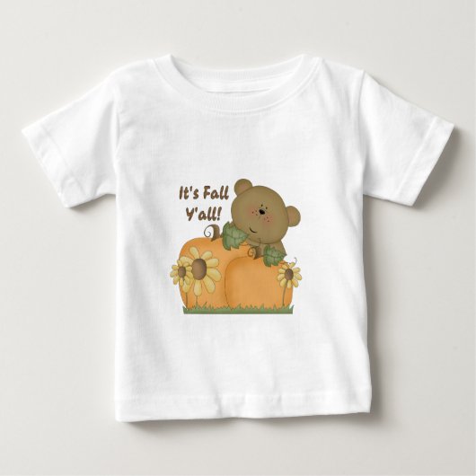 "それは秋Y'all"秋テディベア乳児トップ ベビーTシャツ (正面)