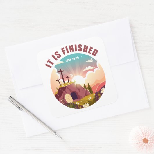 それは終わったキリスト教の過ぎ越しのイースター スクエアシール (封筒)