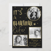 それは美しい人生の黒い金ゴールドスターズの休日 招待状 (正面)