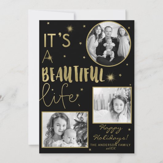 それは美しい人生の黒い金ゴールドスターズの休日 招待状 (正面)