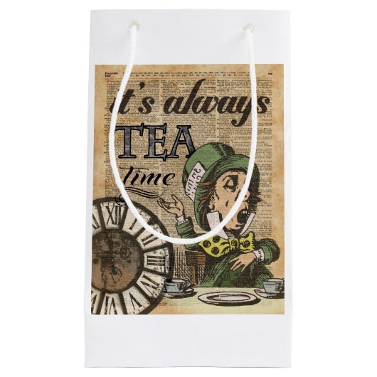 "それは茶時間"帽子屋辞書の芸術常にです スモールペーパーバッグ (正面)