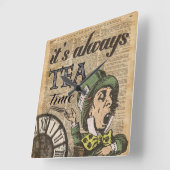 "それは茶時間"帽子屋辞書の芸術常にです ラージ壁時計 (傾斜)