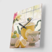 "それは茶時間"柱時計です スクエア壁時計 (傾斜)