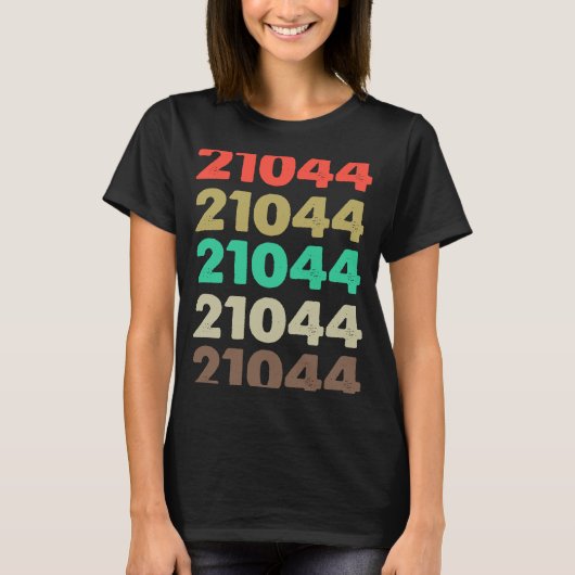 それは言う21044レトロ郵便番号ジッコード21044 Tシャツ (正面)