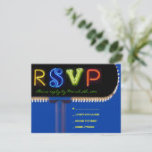 それは電気です!  ネオンサインのバーの(ユダヤ教の)バル・ミツバーの応答カード 出欠カード (スタンド正面)