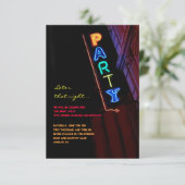 それは電気です!  ネオンサインのバーの（ユダヤ教の）バル・ミツバーの応答カード 招待状 (スタンド正面)