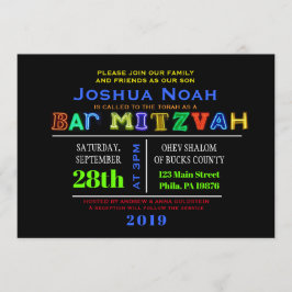 それは電気です! 白熱バーの（ユダヤ教の）バル・ミツバーのネオン招待状 招待状