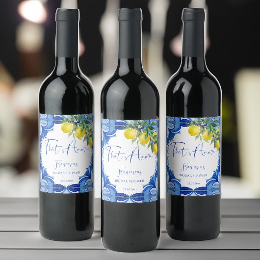 それは青いタイルのレモンイタリアンだ ワインラベル