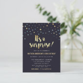 それは驚きです! 金ゴールドホイルの紙吹雪の誕生日 ポストカード (スタンド正面)