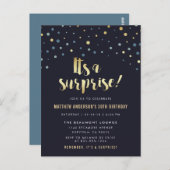 それは驚きです! 金ゴールドホイルの紙吹雪の誕生日 ポストカード (正面/裏面)