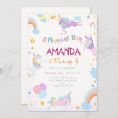 それは魔法の日ユニコーンの誕生日だ 招待状 (正面/裏面)