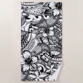 それは黒くか白いポリネシアの入れ墨常にではないです ビーチタオル (正面)