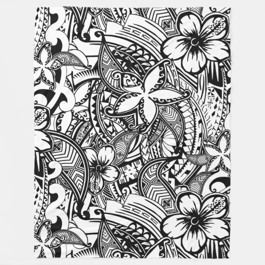 それは黒くか白いポリネシアの入れ墨常にではないです フリースブランケット (正面)