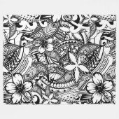 それは黒くか白いポリネシアの入れ墨常にではないです フリースブランケット (正面(横))