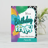 それはAのティール(緑がかった色)の気球が付いている00th誕生会です 招待状 (スタンド正面)