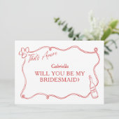 それはAmore Hand Drawn Italy Bridesmaid Proposal カード (スタンド正面)