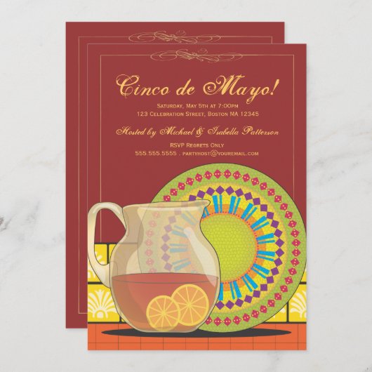 それはCinco deメーヨーのパーティーのフェスタの招待状です 招待状 (正面/裏面)