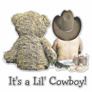 それはLil Cowboy Teddy bearベビーシャワーだ シール