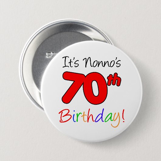それはNonnoの第70誕生日のおもしろいおよびカラフルなボタンです 缶バッジ (正面&裏面)