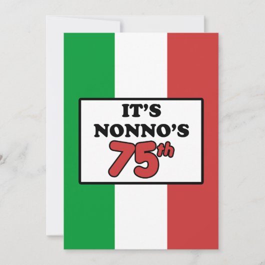 それはNonnoの第75誕生日のイタリアンな旗の招待です 招待状 (正面)