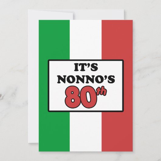 それはNonnoの第80誕生日のイタリアンな旗の招待です 招待状 (正面)