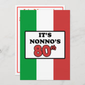 それはNonnoの第80誕生日のイタリアンな旗の招待です 招待状 (正面/裏面)