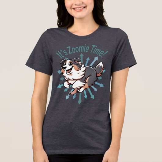 それはZoomie Time Australian Shepherd トライブレンドTシャツ (正面)